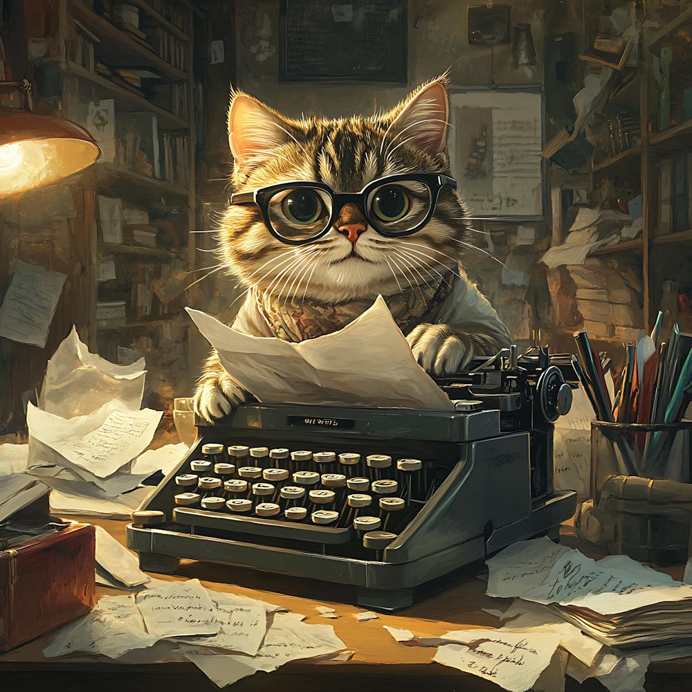 Funny Cat Writer Vintage 6