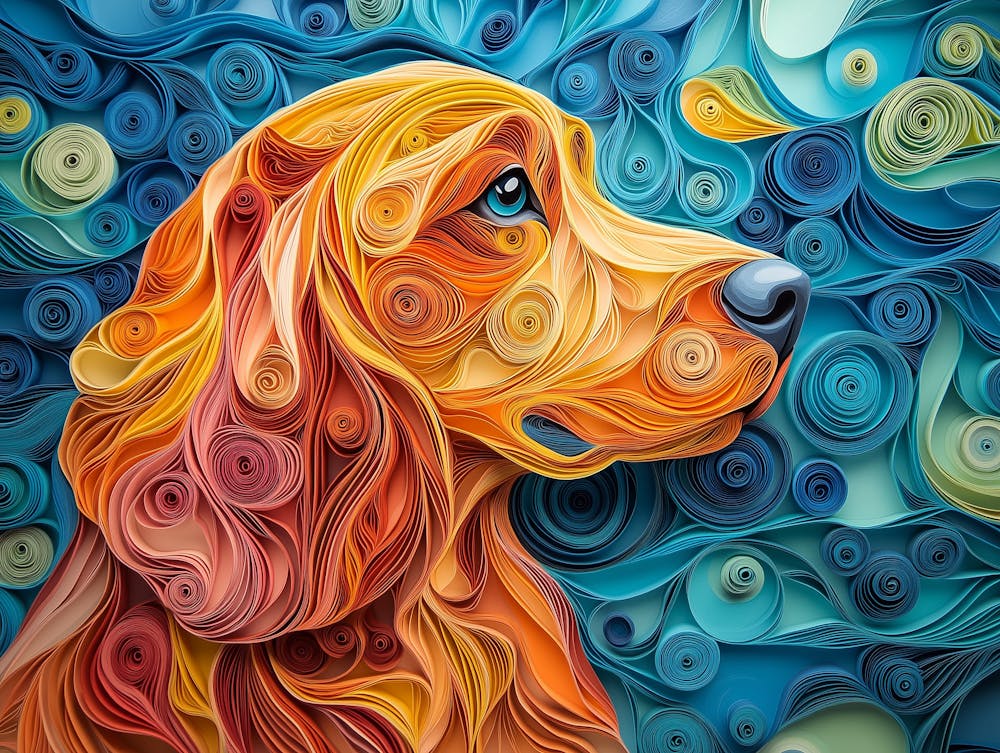 Irish Setter Paper Quilling Dog Portrait