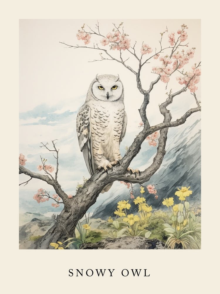 Beatrix Potter Inspired  Animal Watercolour Snowy Owl 1