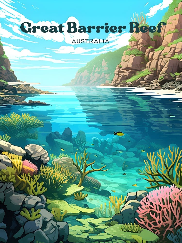Great Barrier Reef Australie - Illustration de voyage sous-marine