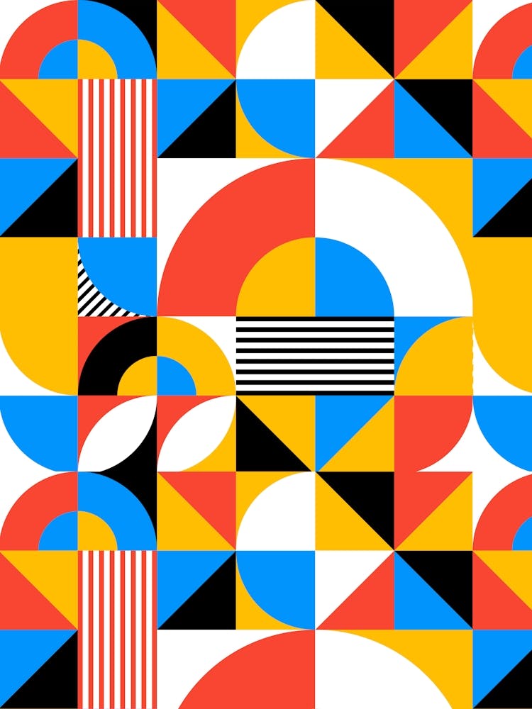 Abstract Geometric Pattern - Bauhaus geometric retro poster #3, 60s poster
