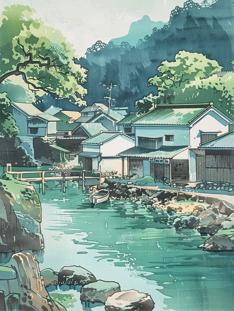 Naoshima Japan 1 Retro Illustration