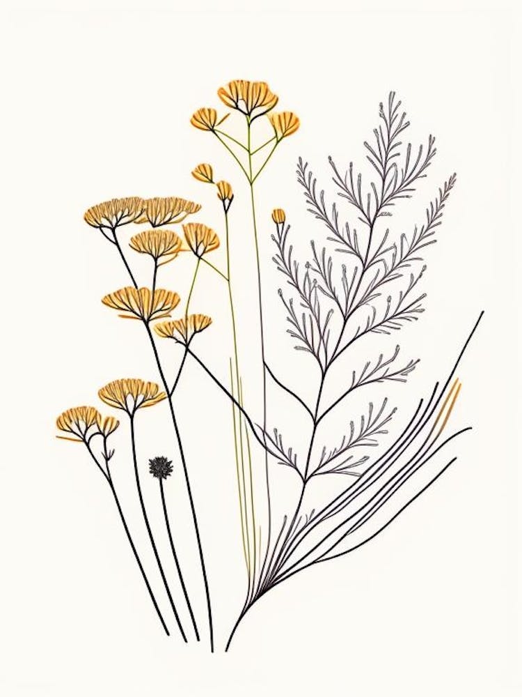 Caraway Spices And Herbs Minimal Line Drawing 3