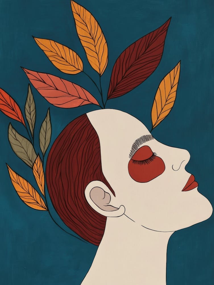 Autumn Leaves On A Woman'S Head 1