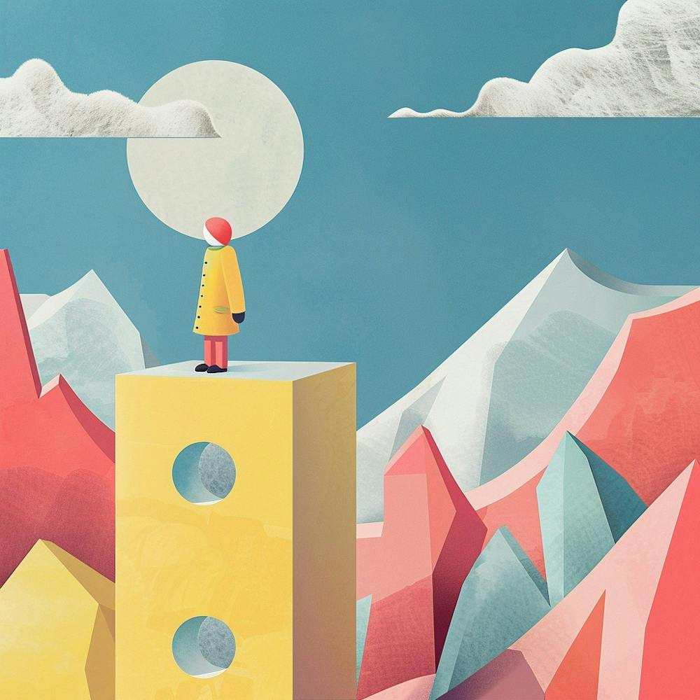 Person Standing On Top Of A Mountain
