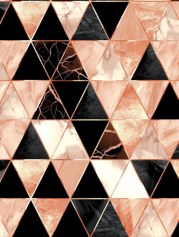 Rose Gold And Black Marble Pattern