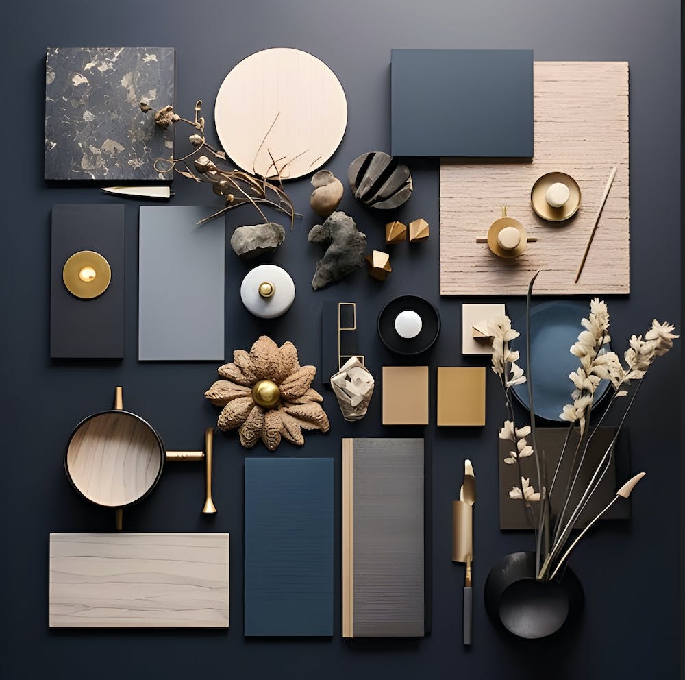 mood board contemporary style interior design