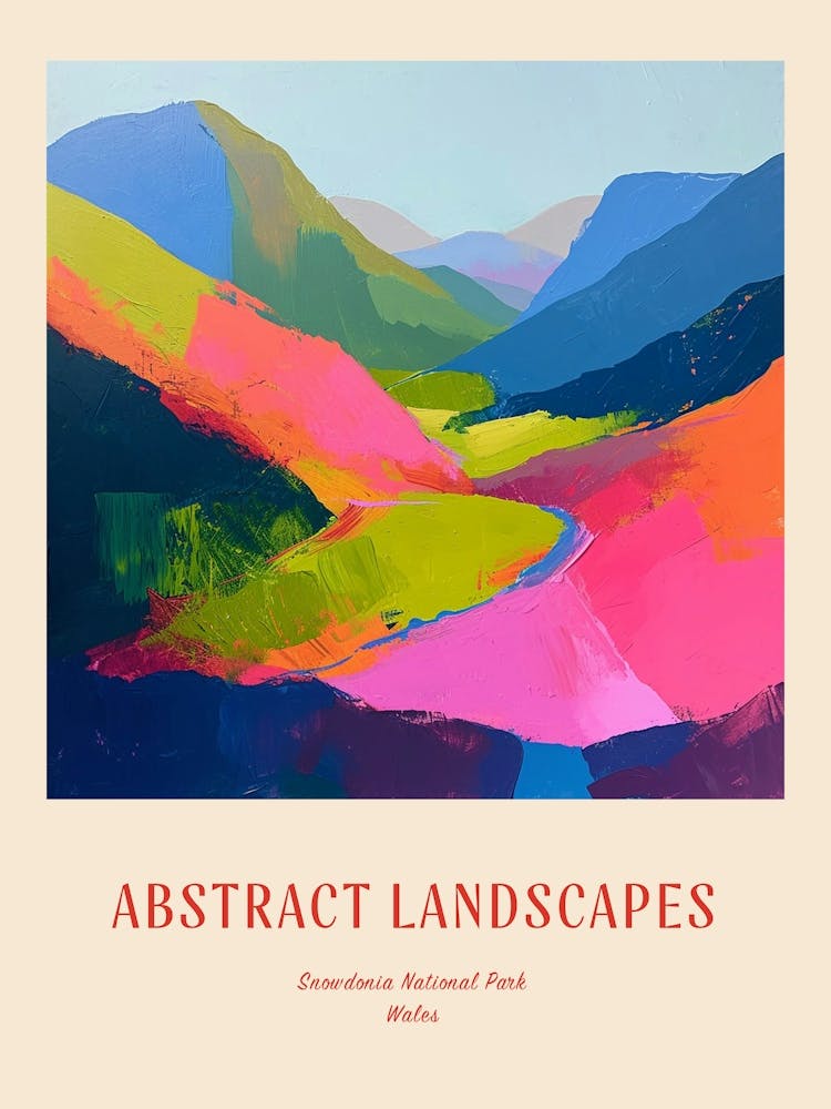 Colourful Abstract Snowdonia National Park Wales 1 Poster