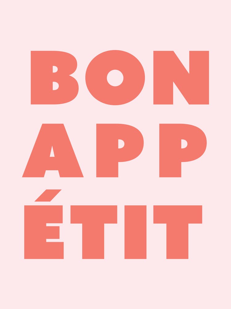 Bon Appetit (Orange tone), food, love, saying, phrases, groovy, funky, minimal, modern, aesthetic, kitchen decor, vibes, mood, typography, text, type