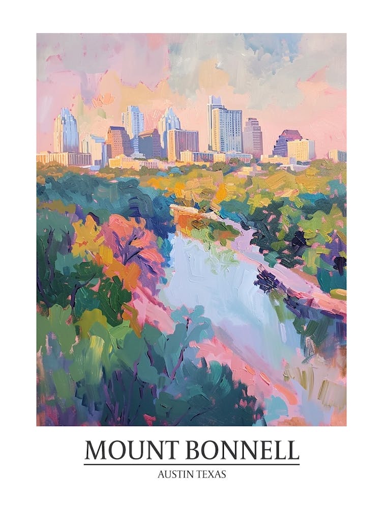 Mount Bonnell Austin Texas Oil Painting 1 Poster