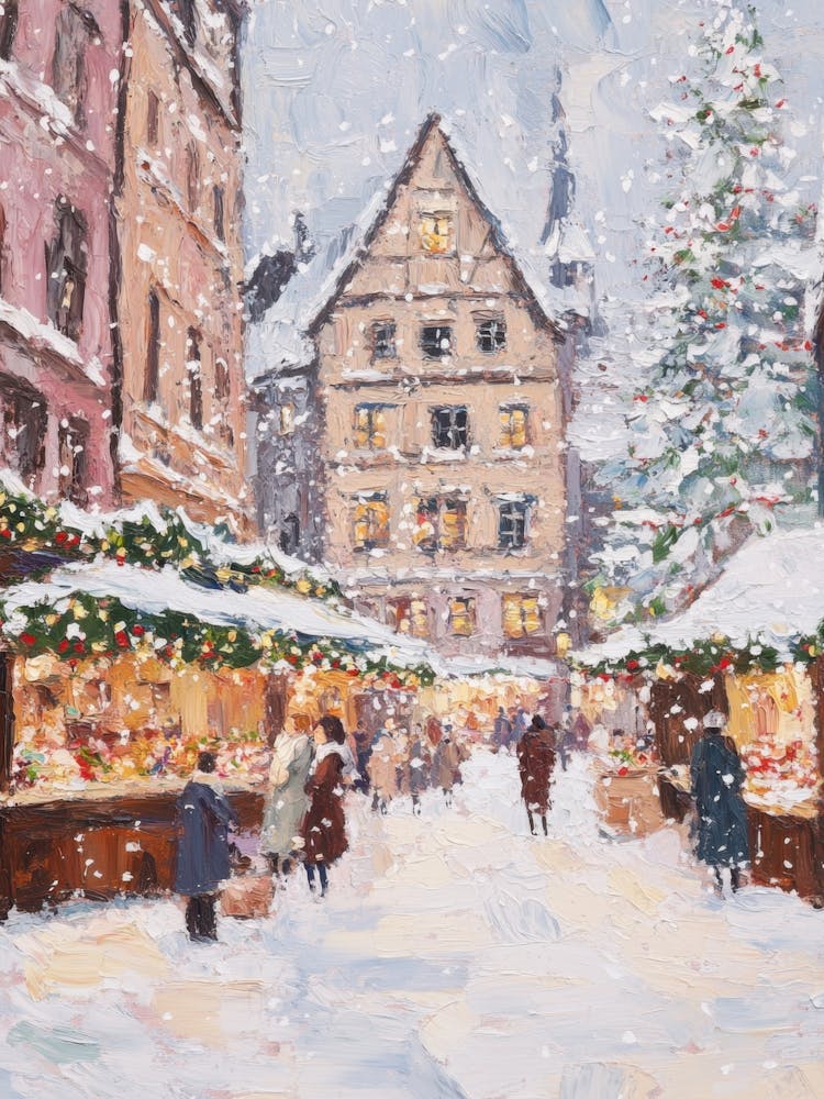 Christmas Market. Acrylic City Landscape