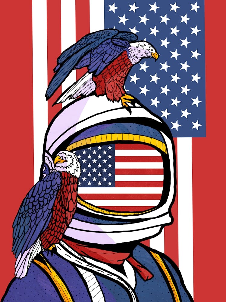 Astronaut With Eagles