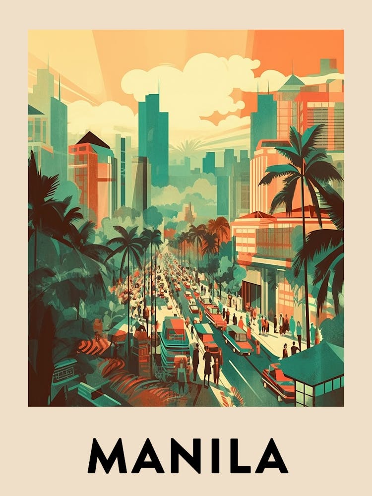 Manila 3 Vintage Travel Poster