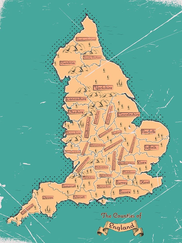 England County Vintage Map