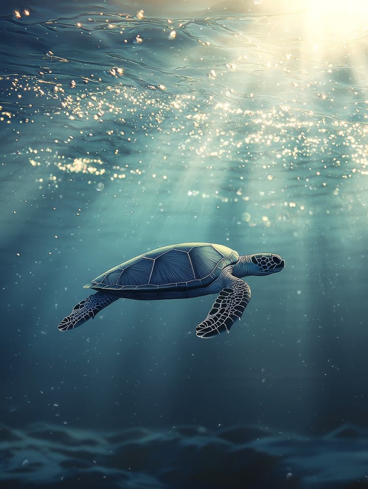 Sea Turtle In The Ocean. Generated AI. 1