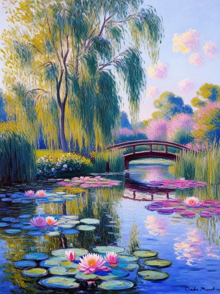 Water Lily Bridge Inspired By Claude Monet