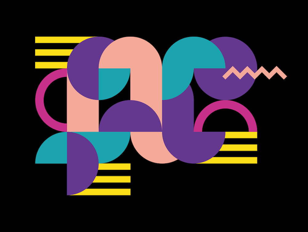 Motif Memphis Rétro Synthwave Années 80 Formes Abstraites Vintage Œuvre d'art 1