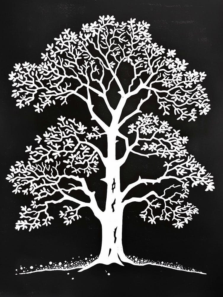 Elm Tree Simple Geometric Nature Stencil 1 1