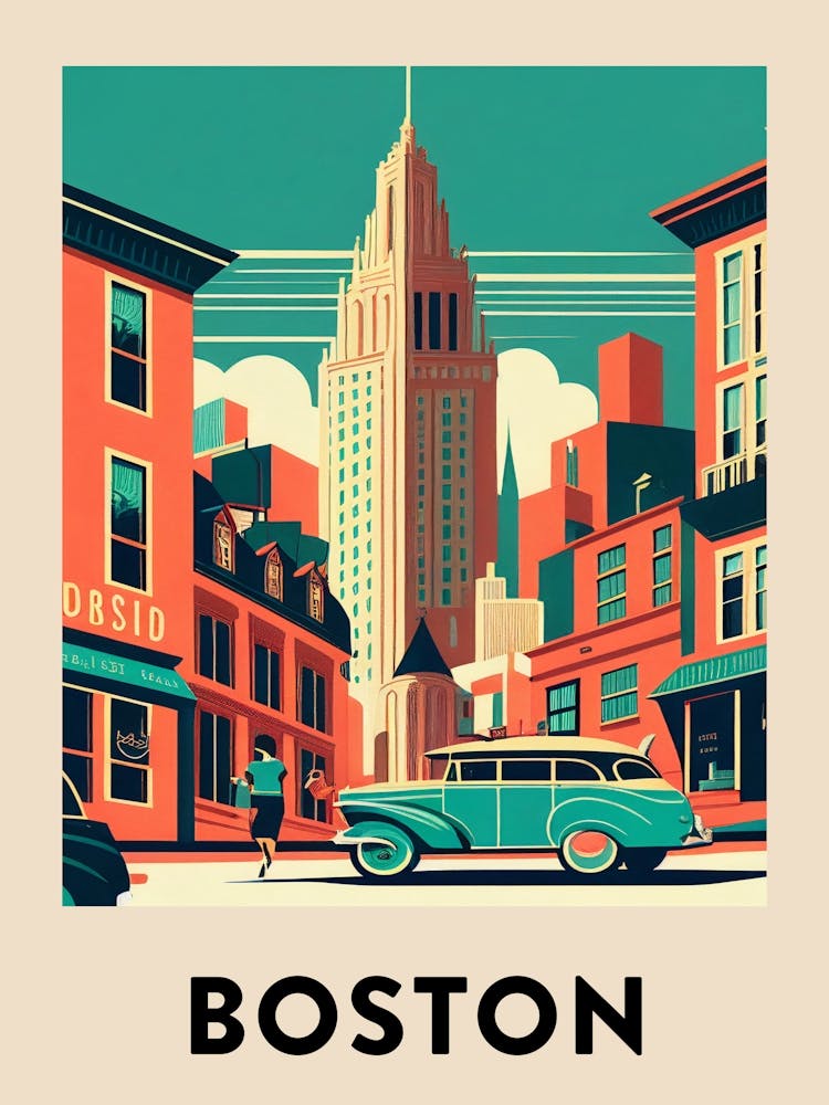 Boston 3 Vintage Travel Poster