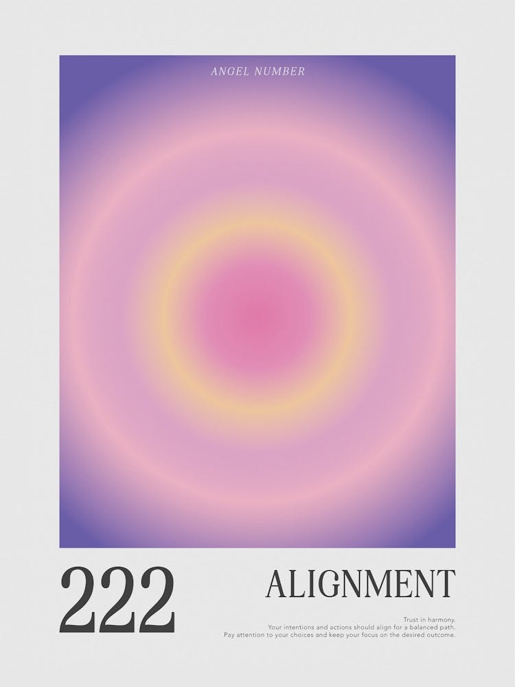 Angel Number Poster 222 Aura Wall Art Aesthetic Room Decor Y2k Room Decor Gradient Print Spiritual Wall Art Girly
