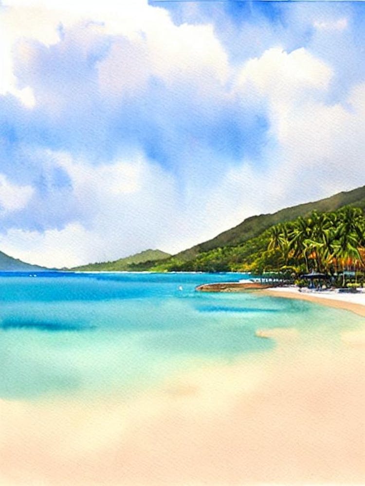 Rodney Bay Beach, St Lucia Watercolour