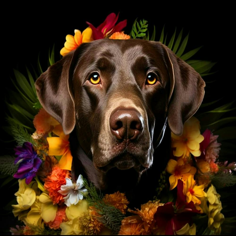 Flower Dog Chocolate Labrador