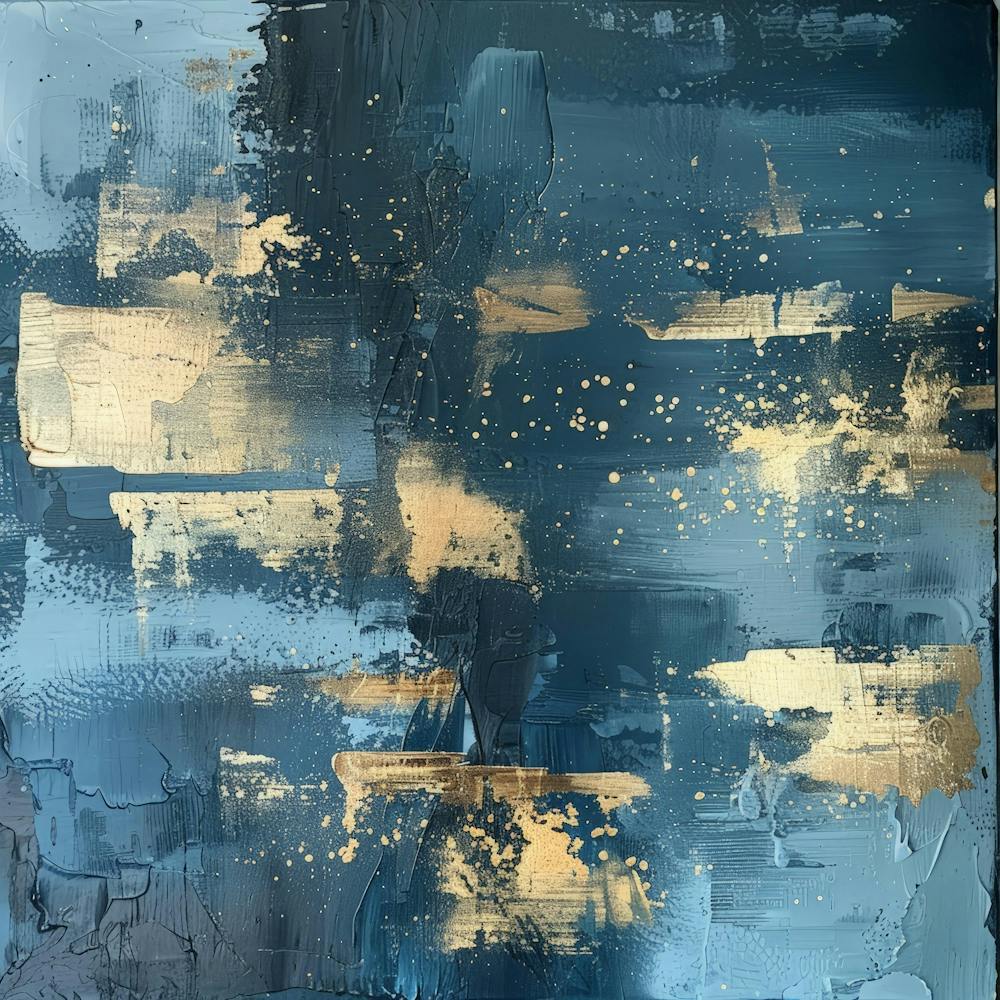 Blue And Gold Abstract Painting 14
