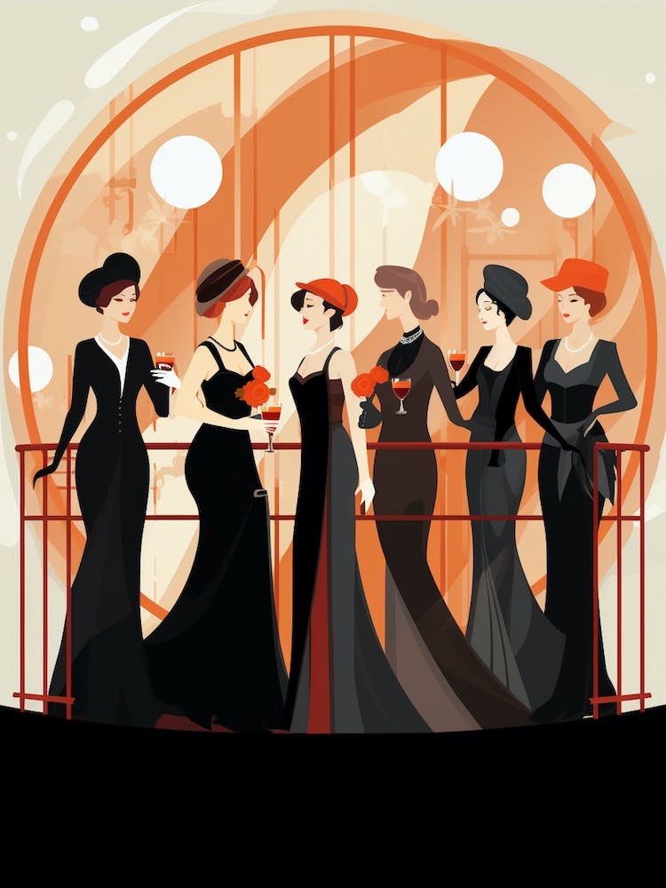 Titanic Ladies Minimalist Art Deco Illustration 2