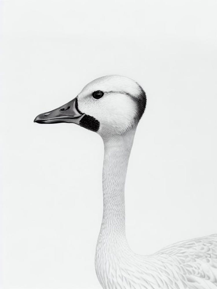 Goose B&W Pencil Drawing 1 Bird