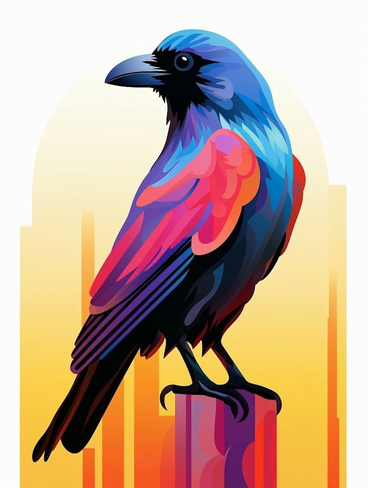 Colourful Geometric Bird Crow 1