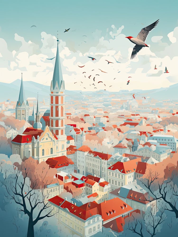 Vienna, Austria, Geometric Illustration 3
