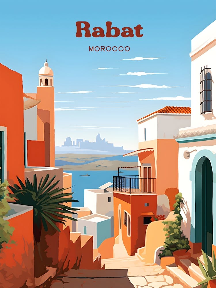 Rabat Morocco Streetview Modern Travel Art