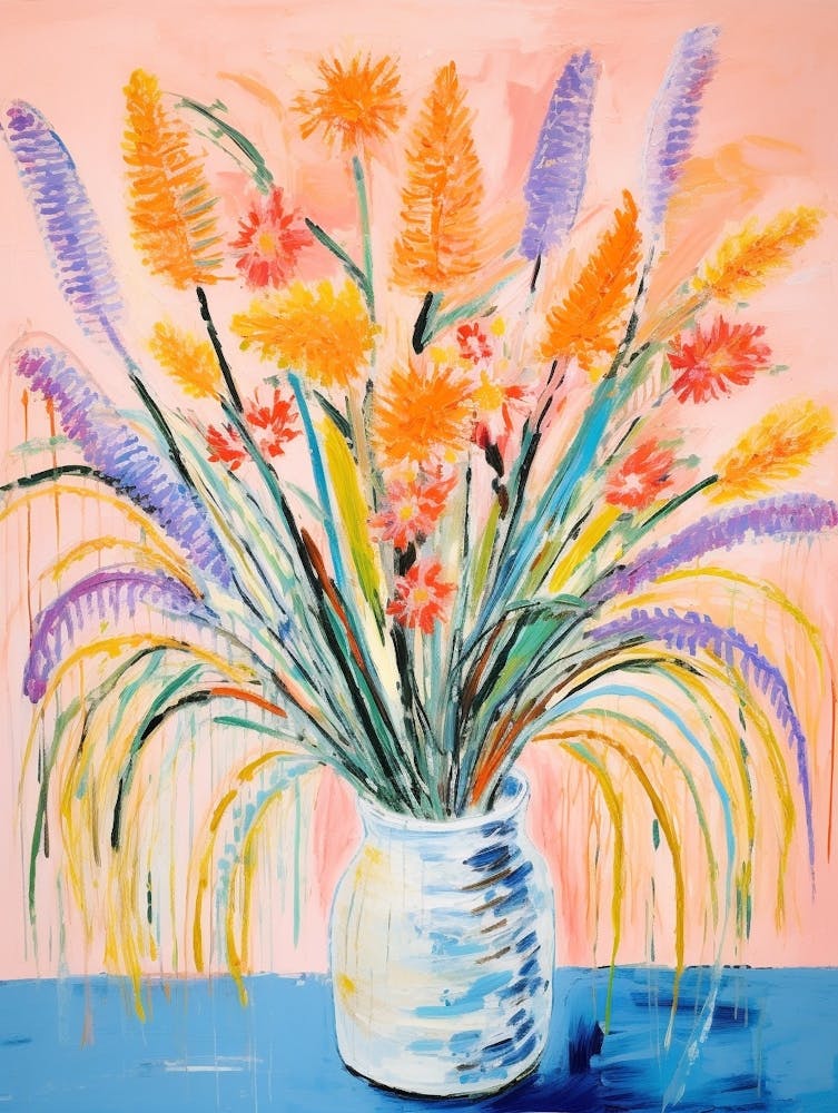 Flower Painting Fauvist Style Fountain Grass 3