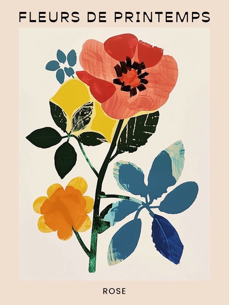 Spring Floral French Poster  Rose 12