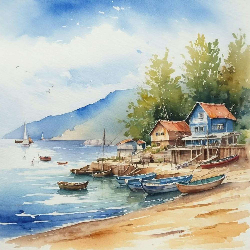Watercolor On The Beach