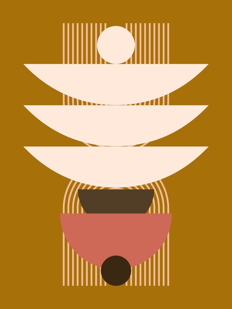 Mid Century Geometrical In Brown