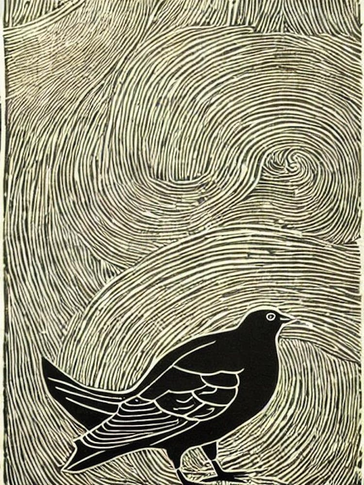 Pigeon Linocut Bird