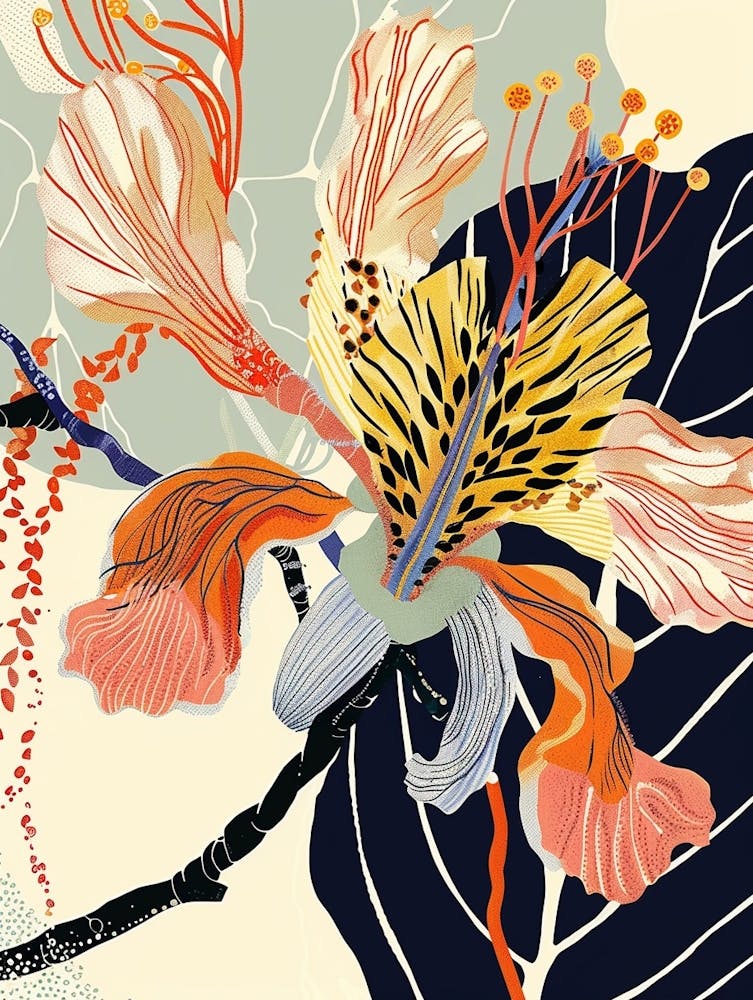 Colourful Flower Illustration Peacock Flower 4