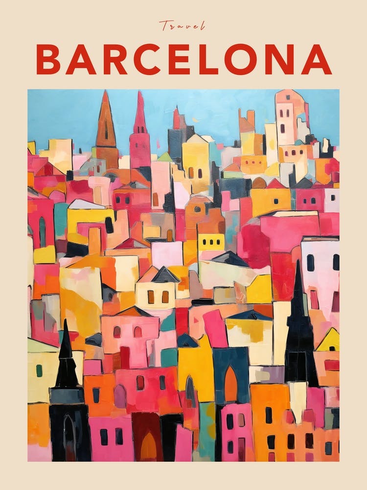 Barcelona Spain 2 Fauvist Travel Poster