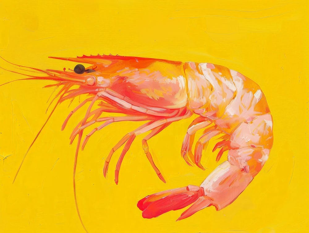 Shrimp On Yellow Background 3