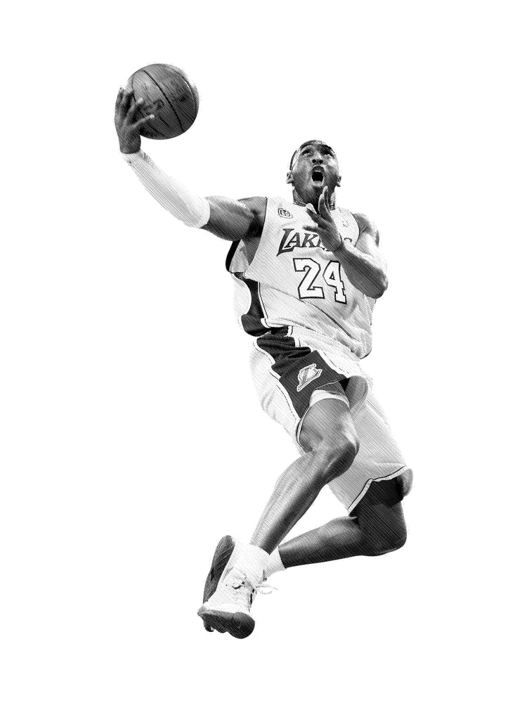 Kobe Bryan Black and White Line Illustration