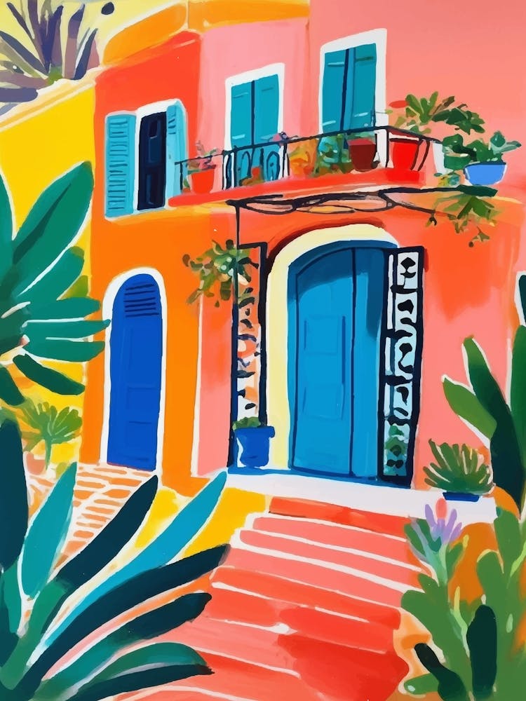 Colorful Mexican House In The Sun