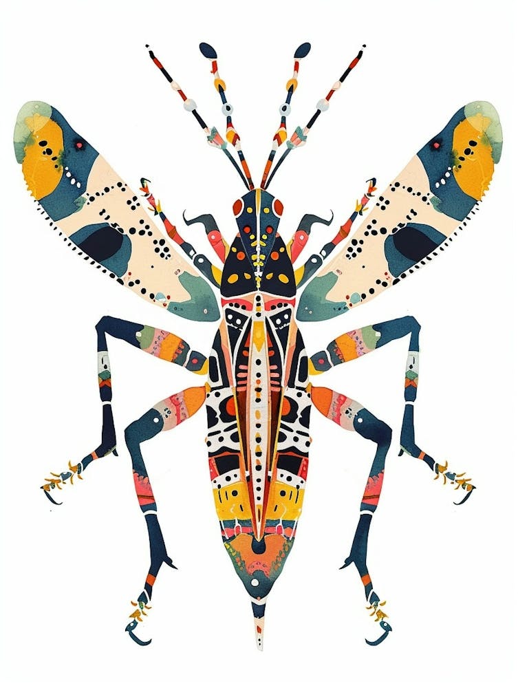 Colourful Insect Illustration Katydid 11