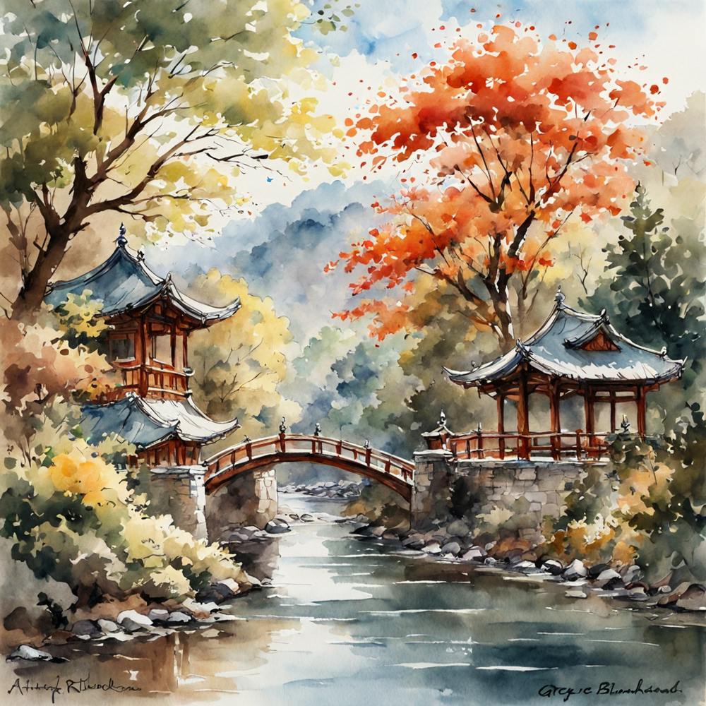Asian Watercolor Painting