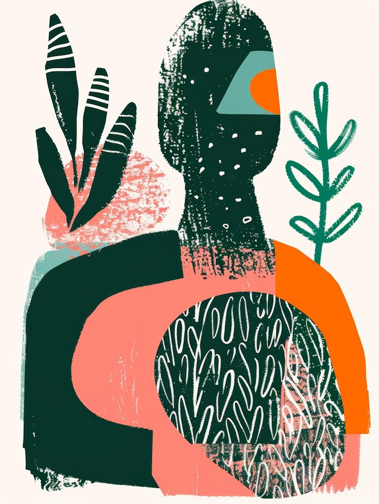 Illustration Of A Woman With Plants