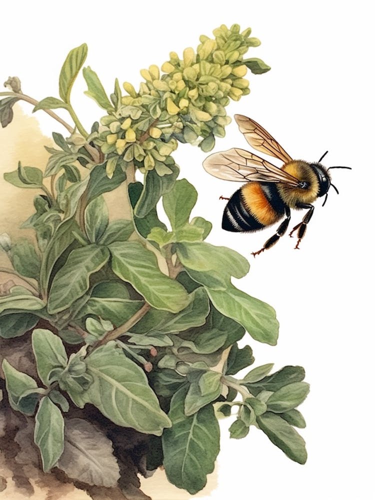 Rusty Patched Bumble Bee Beehive Watercolour Illustration 1