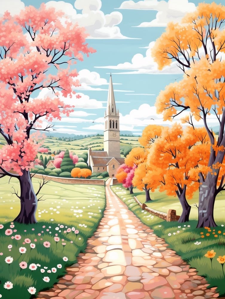 The Cotswolds England 5 Hike Illustration