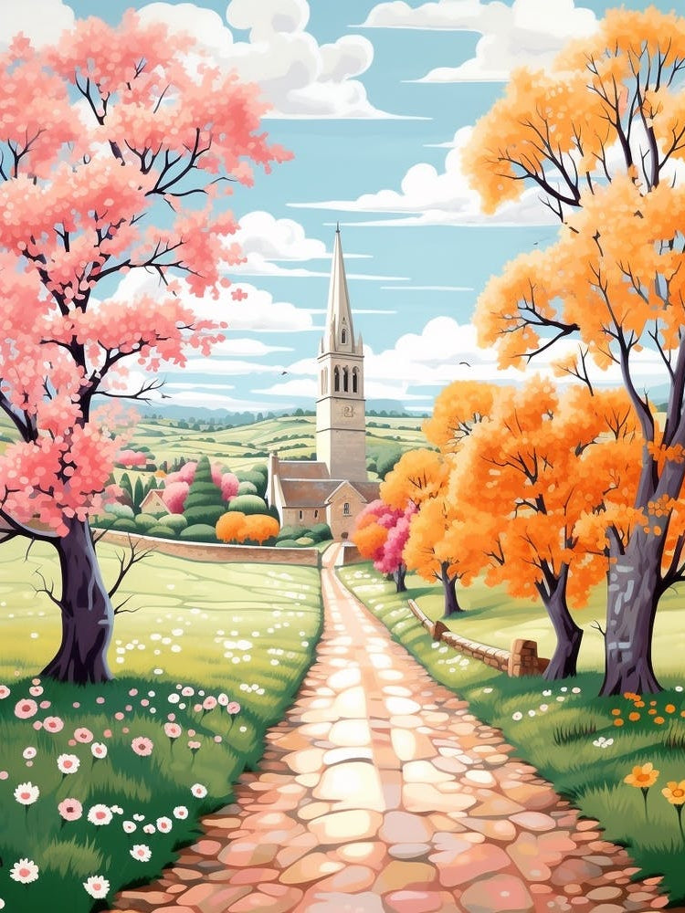 The Cotswolds England 5 Hike Illustration