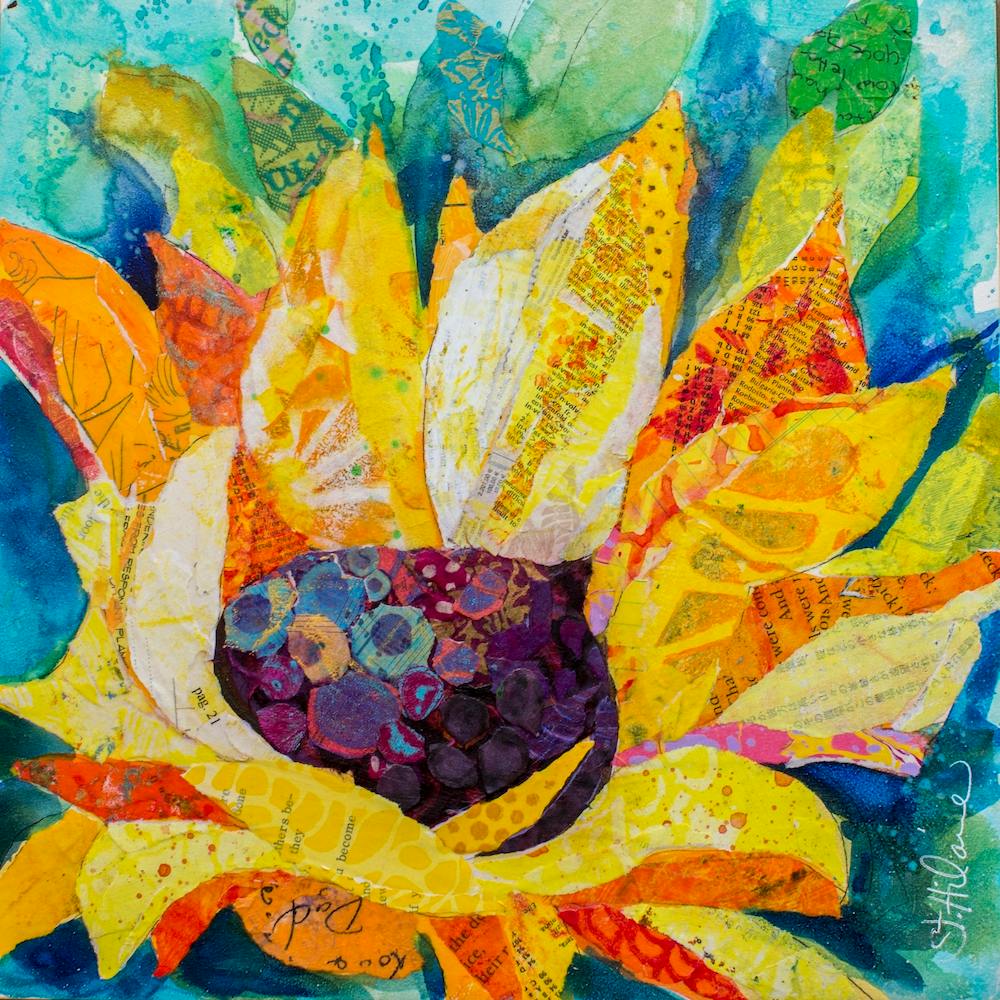 Sunny Sunflower Collage Paint Square