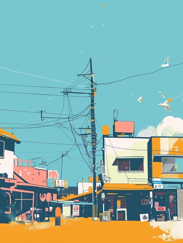 Tsukiji Fish Market Tokyo 3 Colourful Illustration